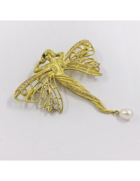 Broche hada en oro 18kt  con brillantes