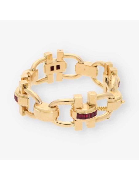 Pulsera Chevalier oro y rubÃ­