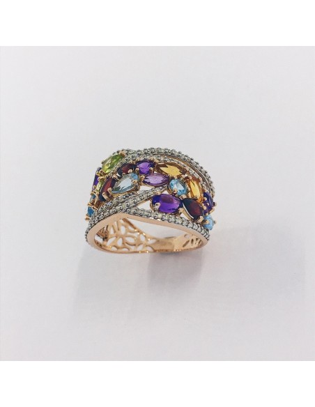 Anillo en oro bicolor 18kt con brillantes