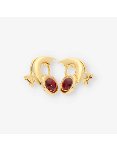 Pendientes oro y piedra roja