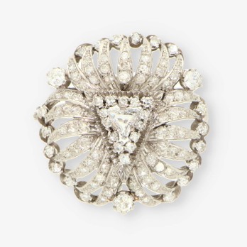Broche Vintage oro blanco y bri