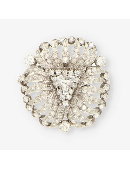 Broche Vintage oro blanco y bri