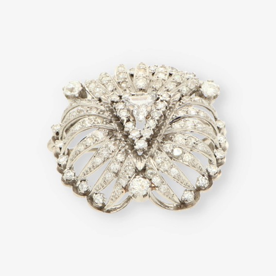 Broche Vintage oro blanco y bri