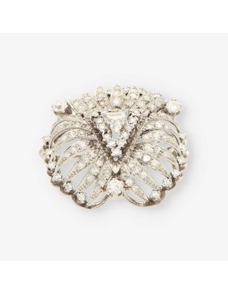 Broche Vintage oro blanco y bri