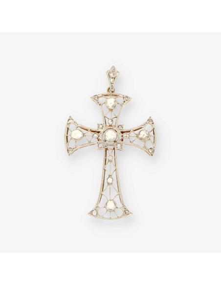 Cruz oro bicolor y diamantes