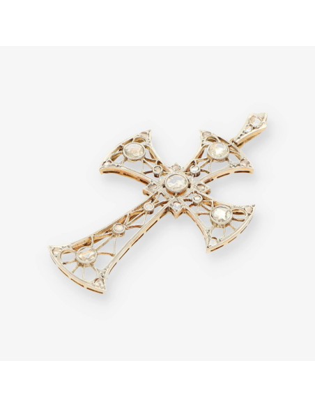 Cruz oro bicolor y diamantes