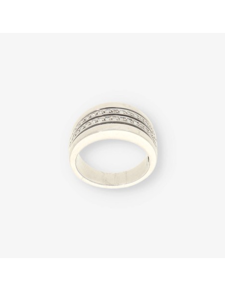 Anillo oro blanco y bri