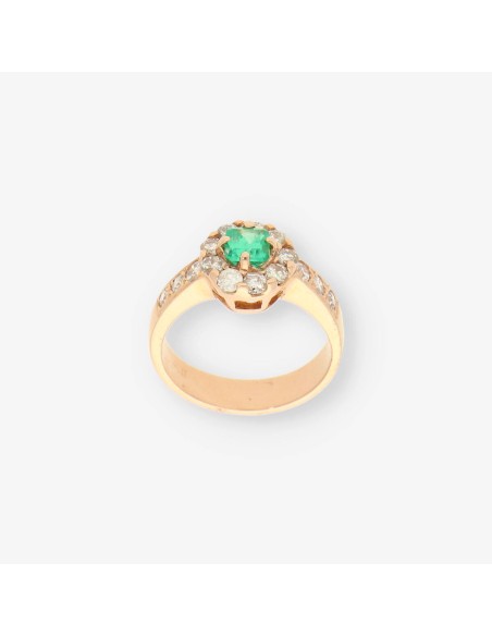 Anillo oro, esmeralda y bri