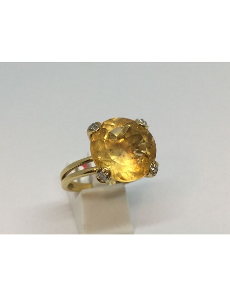 Sortija Tous en oro con gran topacio y brillantes