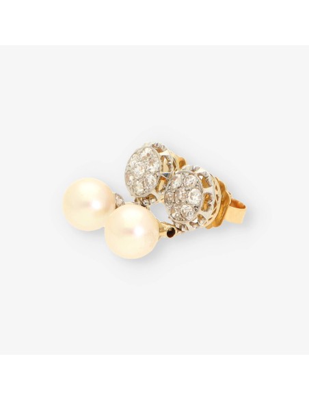 Pendientes oro blanco perlas y diamantes