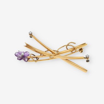 Broche de oro con brillantes y piedras de color 2