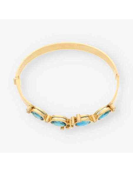 Esclava oro, piedra azul y bri