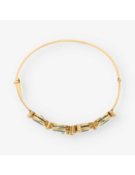 Esclava oro, piedra azul y bri