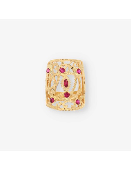 Anillo oro y piedra roja