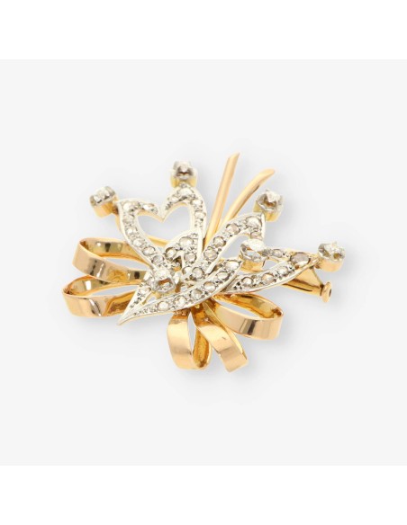 Broche oro, bri y diamantes