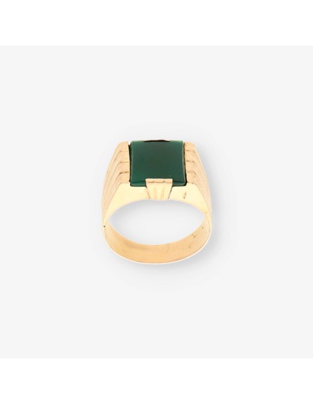 Anillo oro y piedra verde