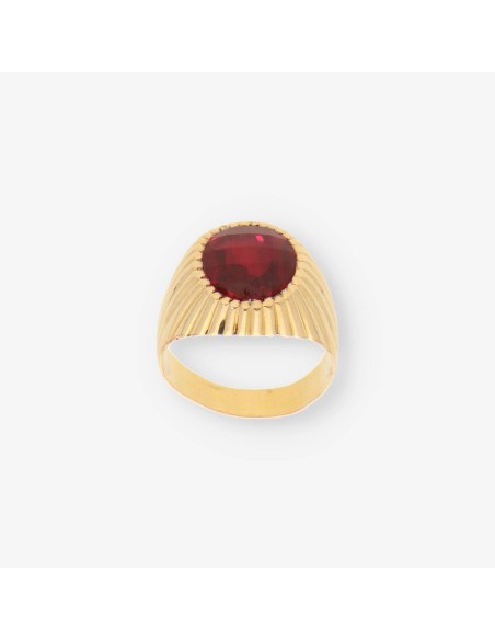 Anillo oro y piedra roja