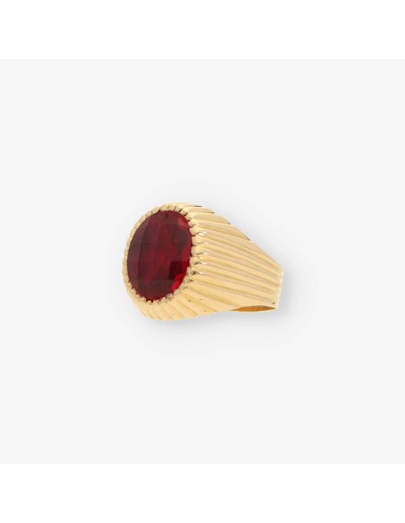 Anillo oro y piedra roja
