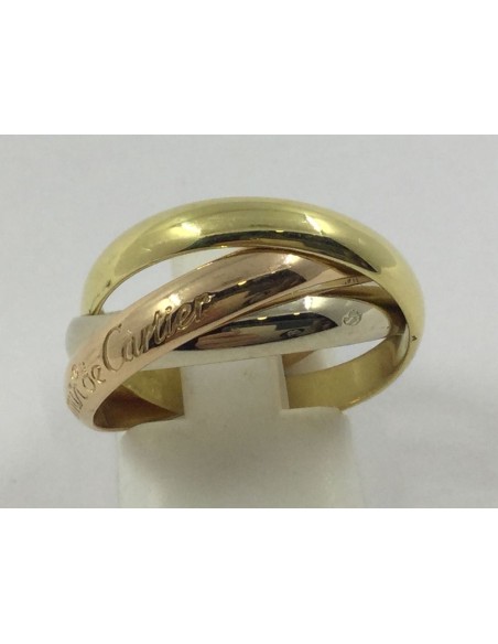 Anillo alianza triple Cartier en oro tricolor