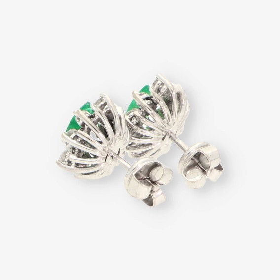 Pendientes oro blanco, esmeralda y bri