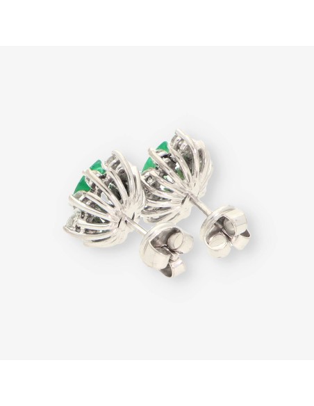 Pendientes oro blanco, esmeralda y bri