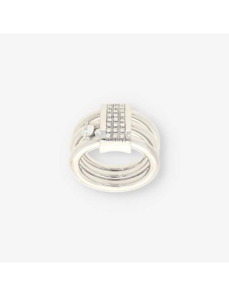 Anillo oro blanco y bri