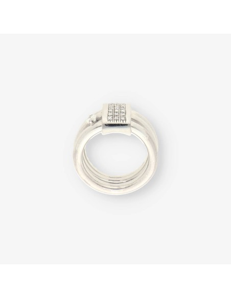 Anillo oro blanco y bri