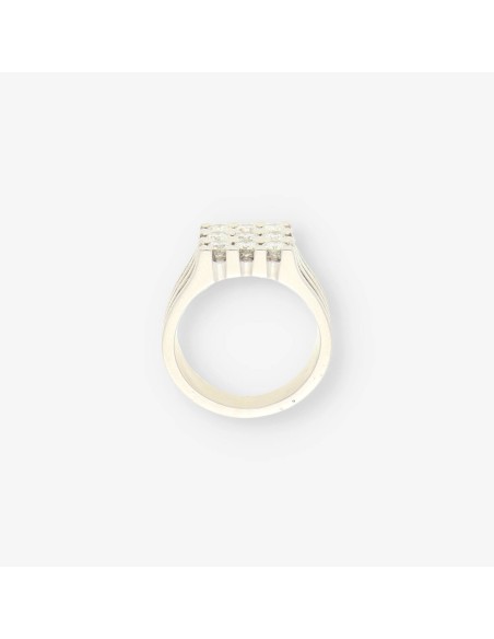 Anillo oro blanco y 9 bri