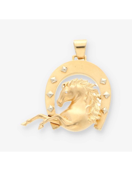 Colgante Herradura con Caballo oro