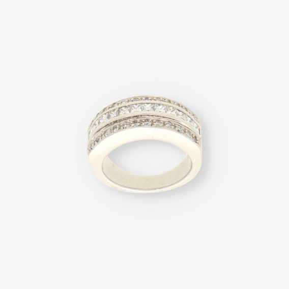 Anillo oro blanco y bri