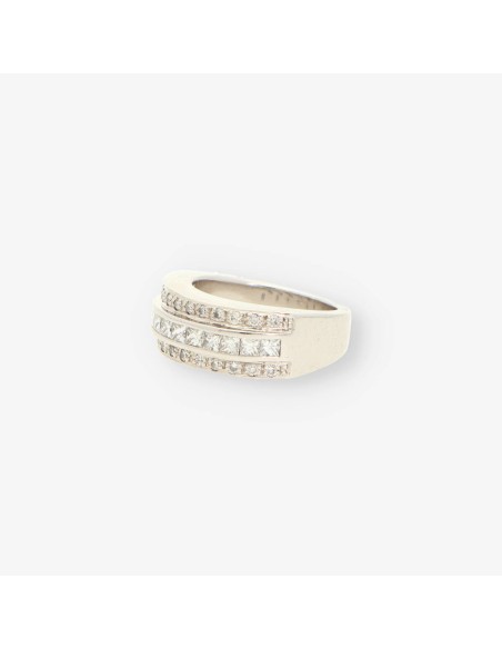 Anillo oro blanco y bri