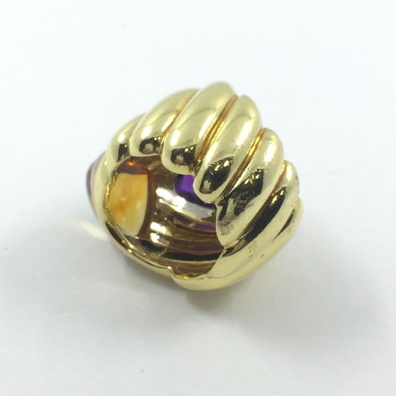 Anillo Vasari en oro amarillo con amatista y topacio