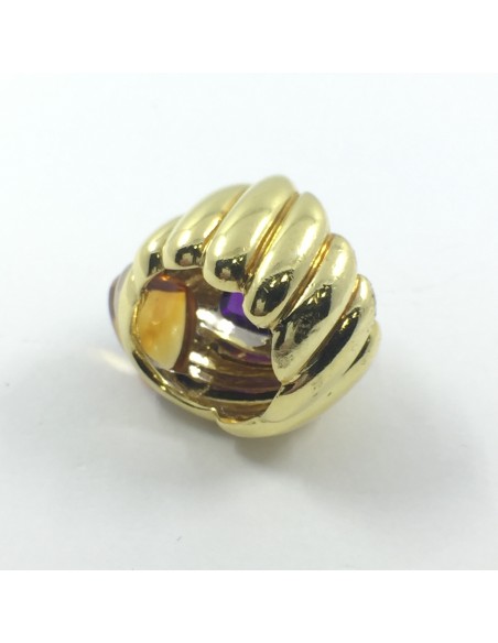 Anillo Vasari en oro amarillo con amatista y topacio