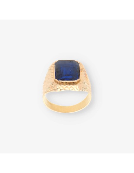 Anillo oro y piedra azul