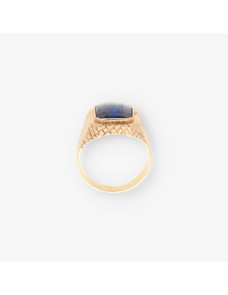 Anillo oro y piedra azul