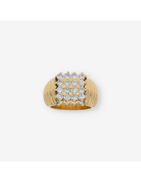 Anillo sello en oro 18kt con brillantes