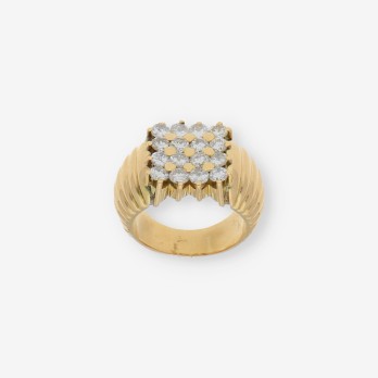 Anillo sello en oro 18kt con brillantes 2