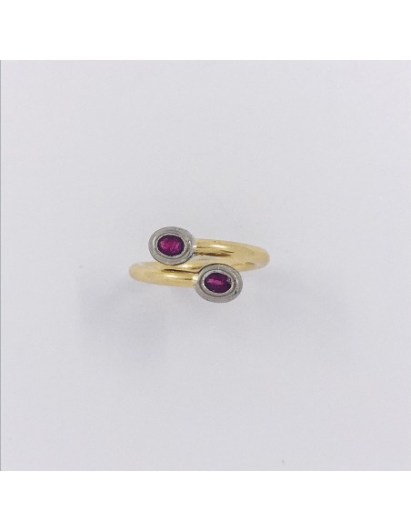 Anillo abierto en oro 18kt  con rubÃ­s