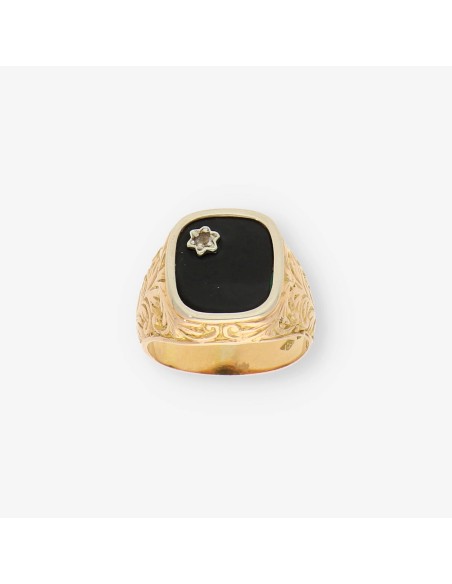 Anillo oro y onix