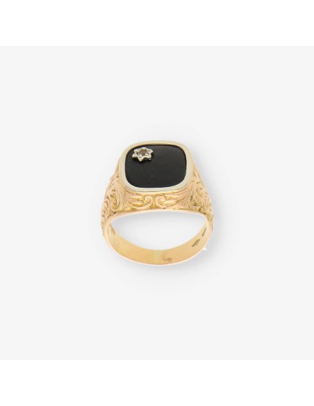 Anillo oro y onix