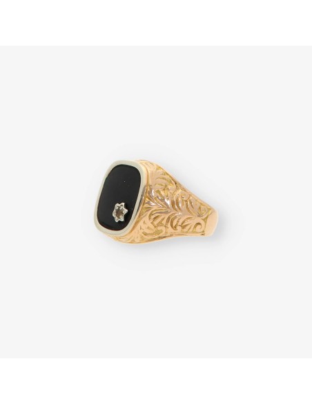 Anillo oro y onix