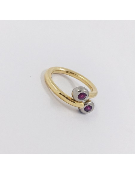 Anillo abierto en oro 18kt  con rubÃ­s