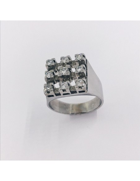 Anillo en oro blanco 18kt con brillantes