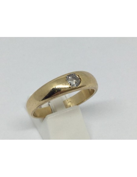 Sortija solitario de oro amarillo y brillante 18k