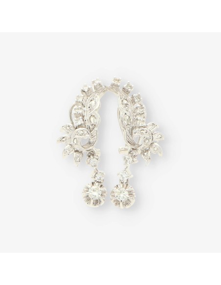 Pendientes oro blanco y bri