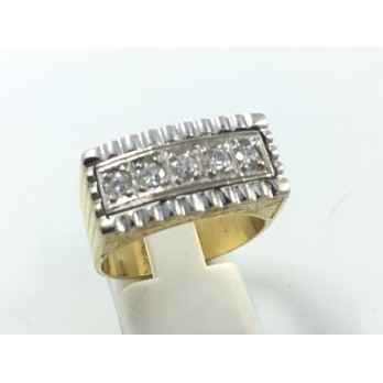 Anillo cinquillo en oro con frontal de oro blanco