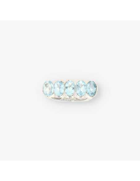 Anillo oro blanco y aguamarina