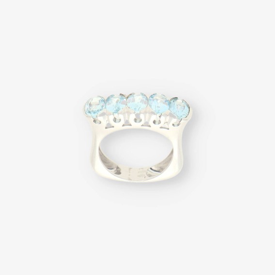 Anillo oro blanco y aguamarina