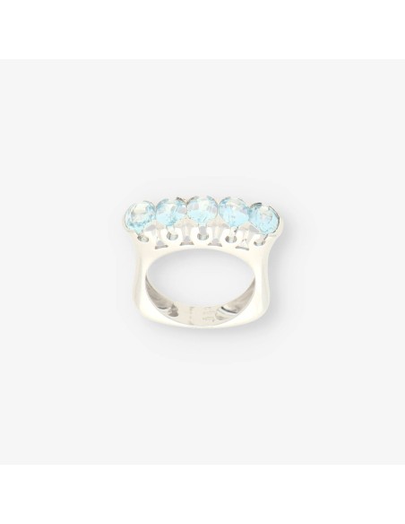 Anillo oro blanco y aguamarina