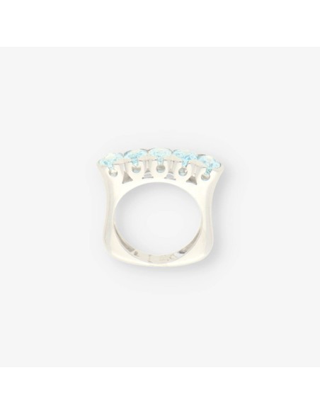 Anillo oro blanco y aguamarina
